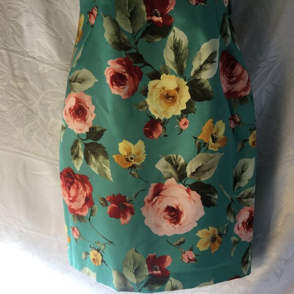 JS Collections Petite Size 2 Green Dress Fittted Floral Flower Spaghetti Strap - Picture 10 of 15